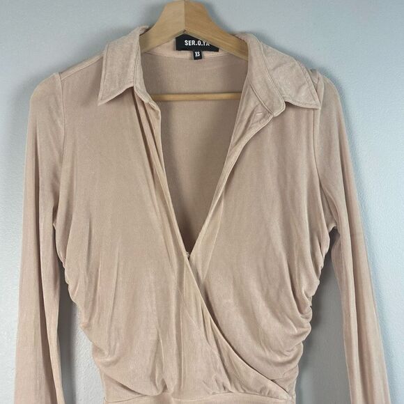 SER.O.YA CAMI RUCHED SHIRT DRESS BEIGE XS - Picture 6 of 10